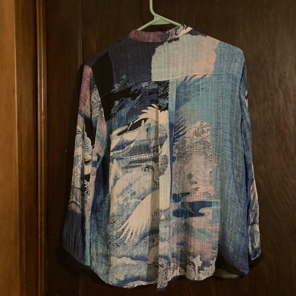 NWOT Dressori Crane Blouse, size small, multi-colored, purchased from Gump’s - Picture 3 of 9